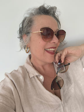 Óculos de Sol Feminino Gatinho sem Armação com Lente Marrom/ Cinza Premium - Gloss Eyewear