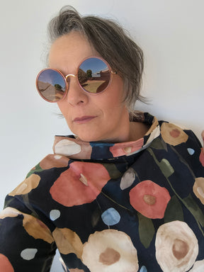 Óculos de Sol Redondo Grande em Metal – Gloss