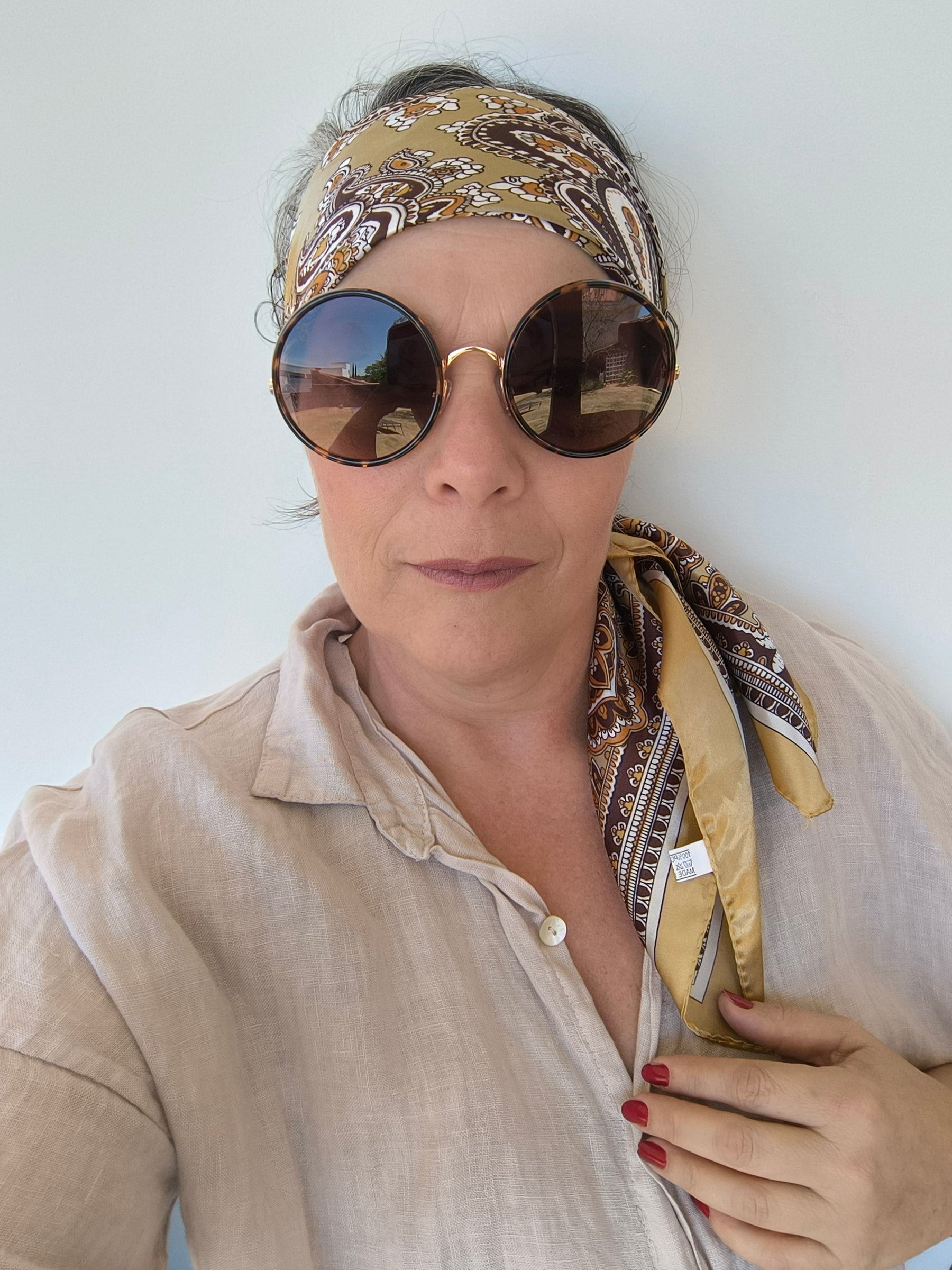 Óculos de Sol Redondo Grande em Metal – Gloss