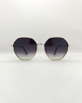 Óculos de Sol Feminino Geométrico em Metal Dourado – Gloss