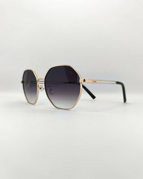 Óculos de Sol Feminino Geométrico em Metal Dourado – Gloss