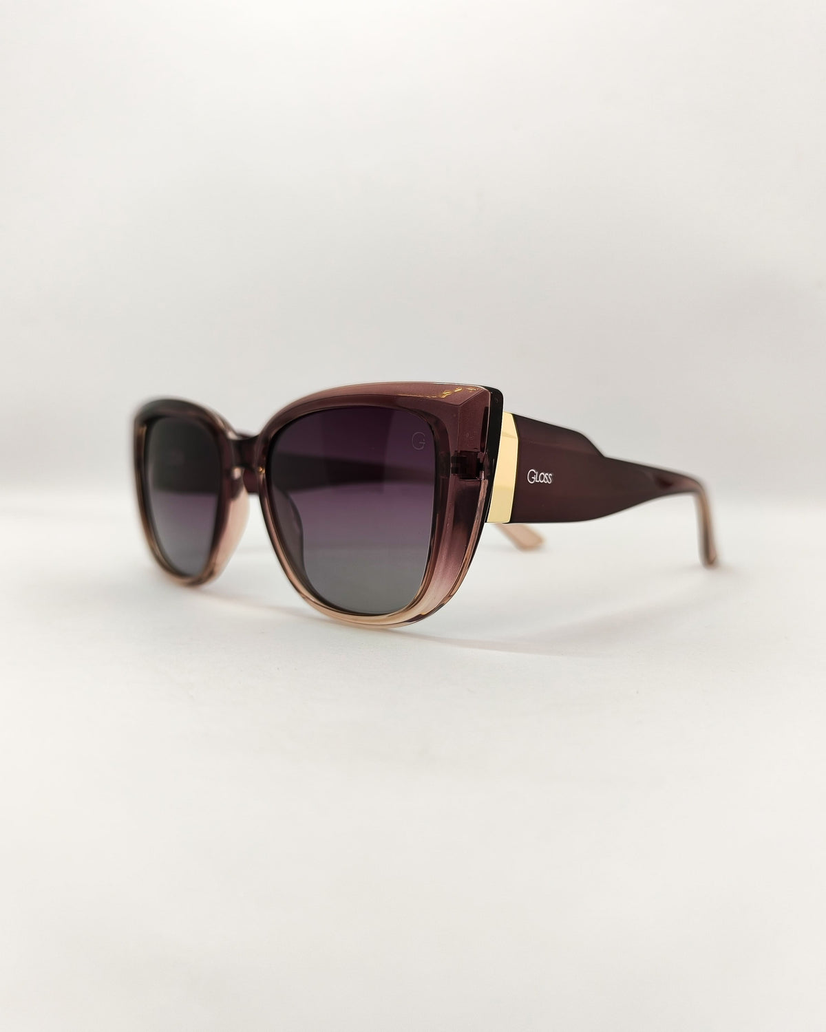 Óculos de Sol Feminino Gatinho Grande em Acetato Rosé com Lente Polarizada – Gloss