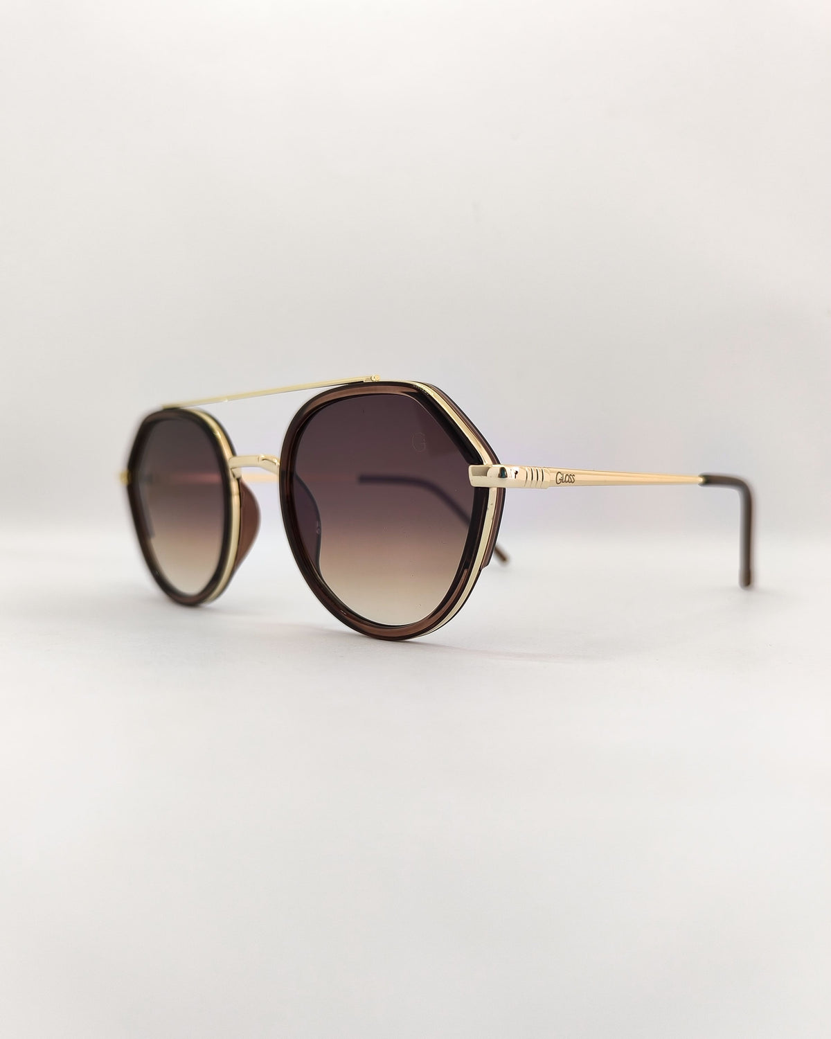 Óculos de Sol Feminino Redondo em Metal e Acetato – Gloss