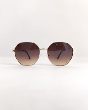 Óculos de Sol Feminino Geométrico em Metal Dourado – Gloss