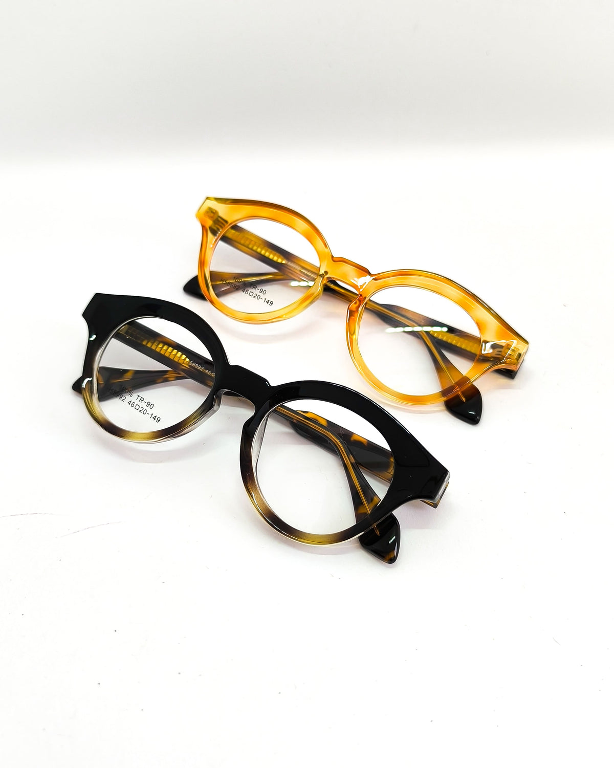 Óculos para Grau Unissex Redondo em Acetato Bicolor Amarelo – Gloss