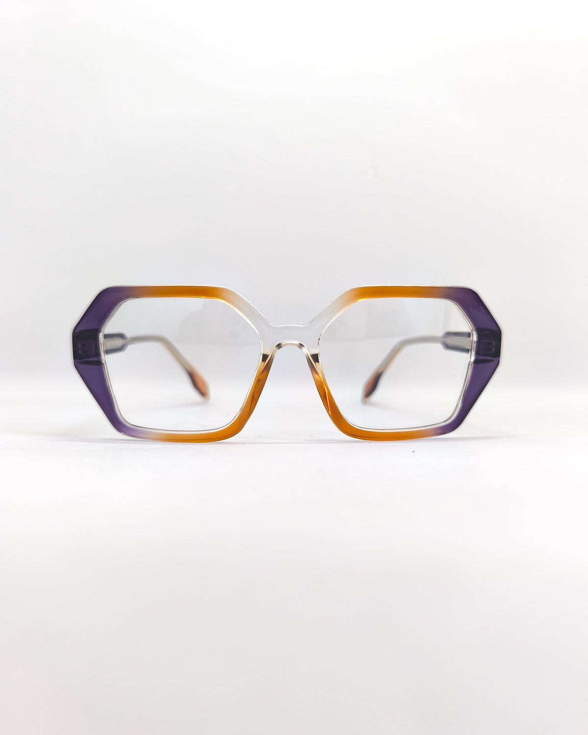 Óculos para Grau Feminino Geométrico em Acetato Bicolor Roxo – Gloss