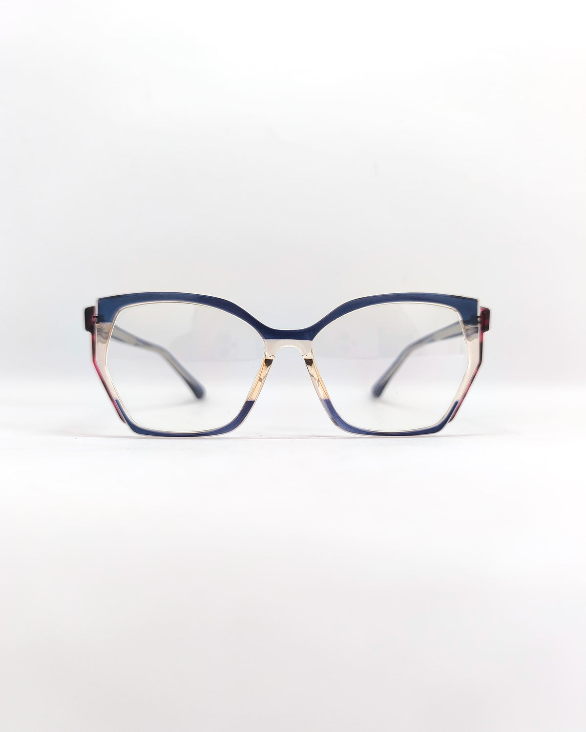 Óculos para Grau Feminino Gatinho em Acetato Bicolor Azul e Nude – Gloss
