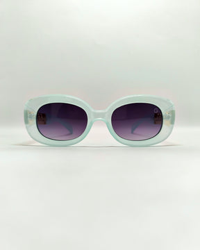 Óculos de Sol Feminino Slim com Haste em Correntaria em Metal Dourado Premium - Gloss Eyewear