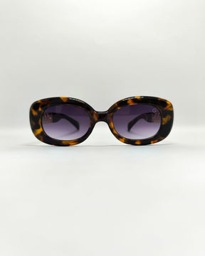 Óculos de Sol Feminino Slim com Haste em Correntaria em Metal Dourado Premium - Gloss Eyewear