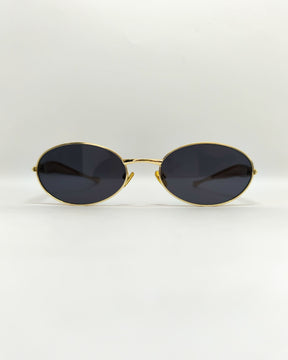 Óculos de Sol Feminino Slim com Lentes Castor e Escura em Metal Dourado Premium - Gloss Eyewear