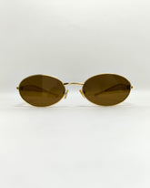 Óculos de Sol Feminino Slim com Lentes Castor e Escura em Metal Dourado Premium - Gloss Eyewear