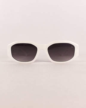 Óculos de Sol Feminino Slim com Detalhe em Metal e Haste Branco/ Preto/ Cinza Premium - Gloss Eyewear