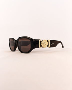 Óculos de Sol Feminino Slim com Detalhe em Metal e Haste Branco/ Preto/ Cinza Premium - Gloss Eyewear