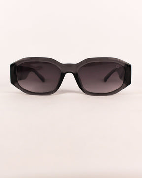 Óculos de Sol Feminino Slim com Detalhe em Metal e Haste Branco/ Preto/ Cinza Premium - Gloss Eyewear