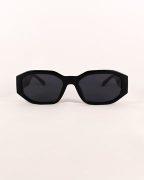 Óculos de Sol Feminino Slim com Detalhe em Metal e Haste Branco/ Preto/ Cinza Premium - Gloss Eyewear