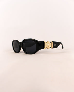 Óculos de Sol Feminino Slim com Detalhe em Metal e Haste Branco/ Preto/ Cinza Premium - Gloss Eyewear