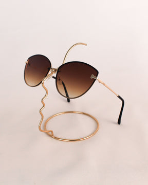 Óculos de Sol Feminino Gatinho sem Armação com Lente Marrom/ Cinza Premium - Gloss Eyewear